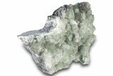 Green Cubic Fluorite Crystal Cluster on Druzy Quartz - China #323073-1
